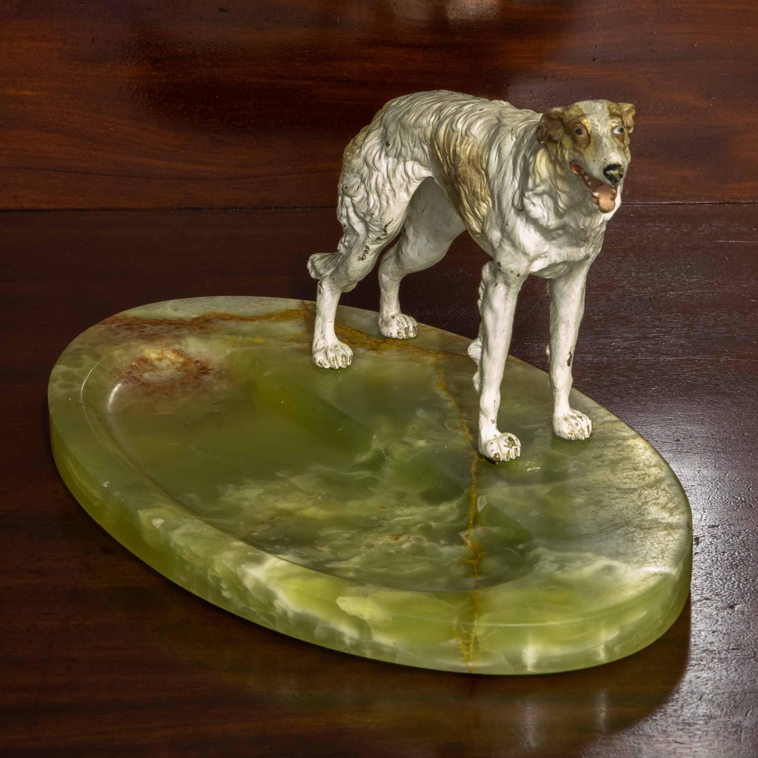 British Cold Painted Bronze Borzoi Desk Companion For Sale