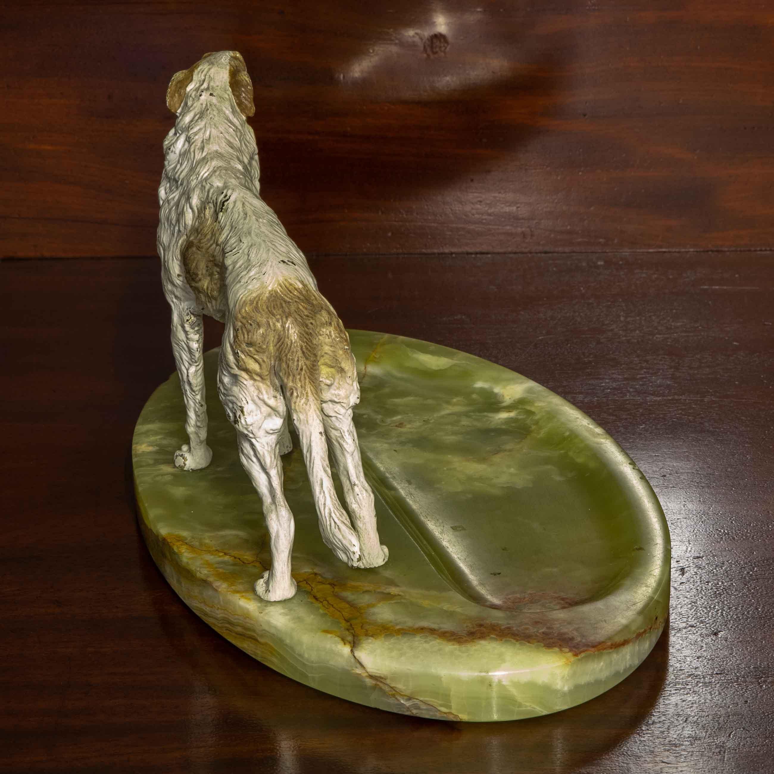 Cold Painted Bronze Borzoi Desk Companion In Good Condition For Sale In Manchester, GB