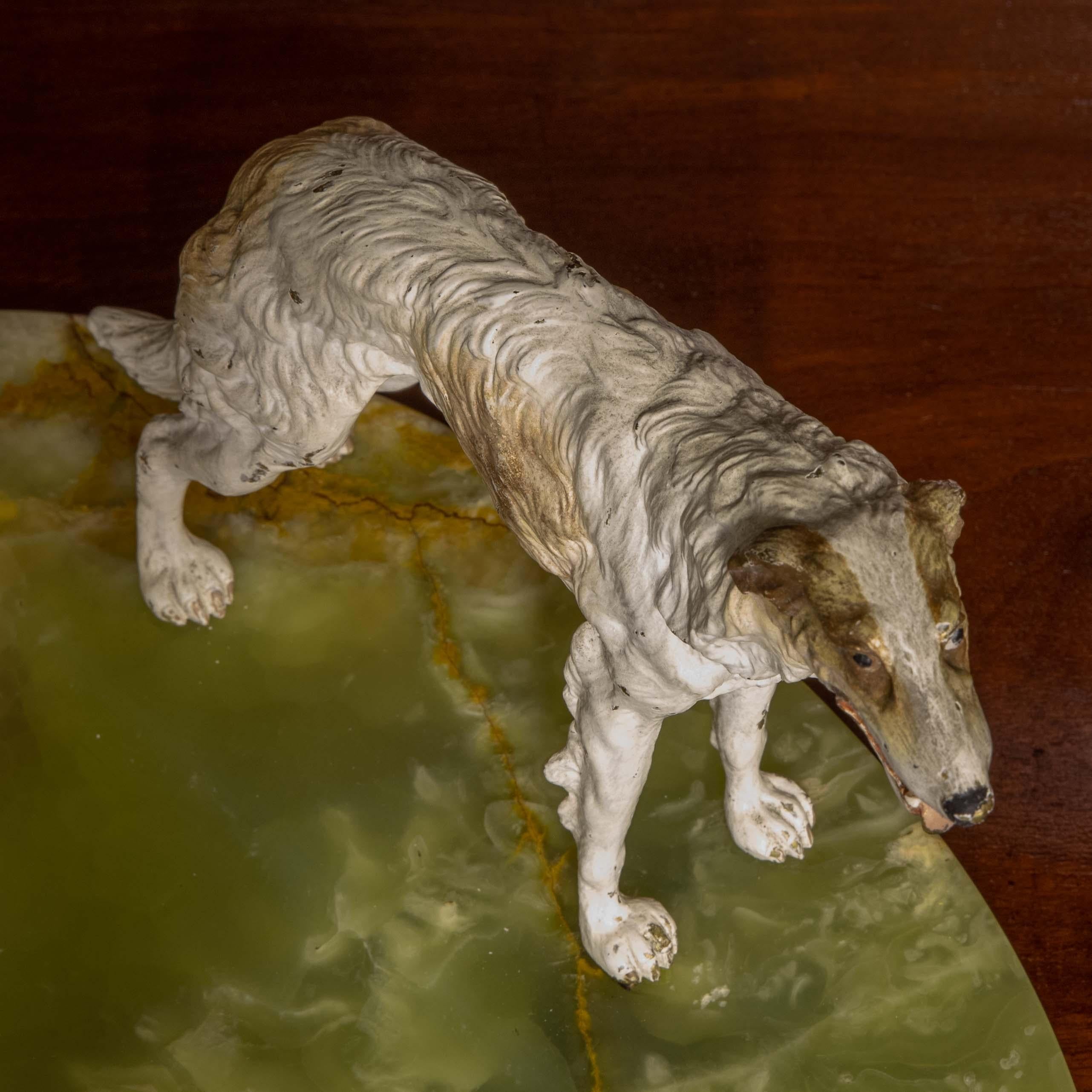 Cold Painted Bronze Borzoi Desk Companion For Sale 2