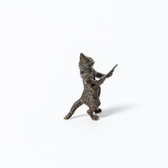 Cold-painted bronze cat sculpture attributed to Franz Bergmann. Austria.