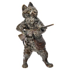 Kaltbemalte Bronzeskulptur einer Katzenskulptur, Franz Bergmann zugeschrieben. Österreich.