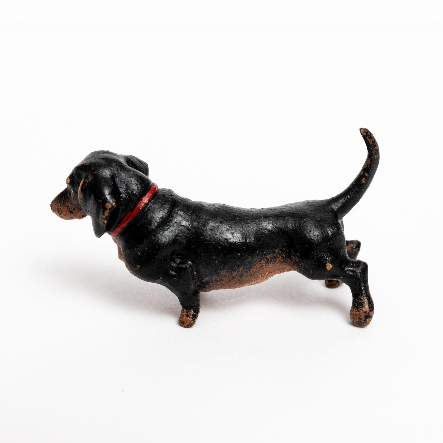 Cold Painted Bronze Dachshund In Good Condition For Sale In Stamford, CT