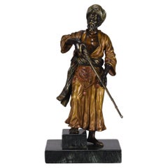 Cold-Painted Bronze Entitled "African Warrior with Rifle" by Franz Bergman