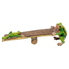 Cold Painted Bronze Franz Pergman Frogs on Seesaw