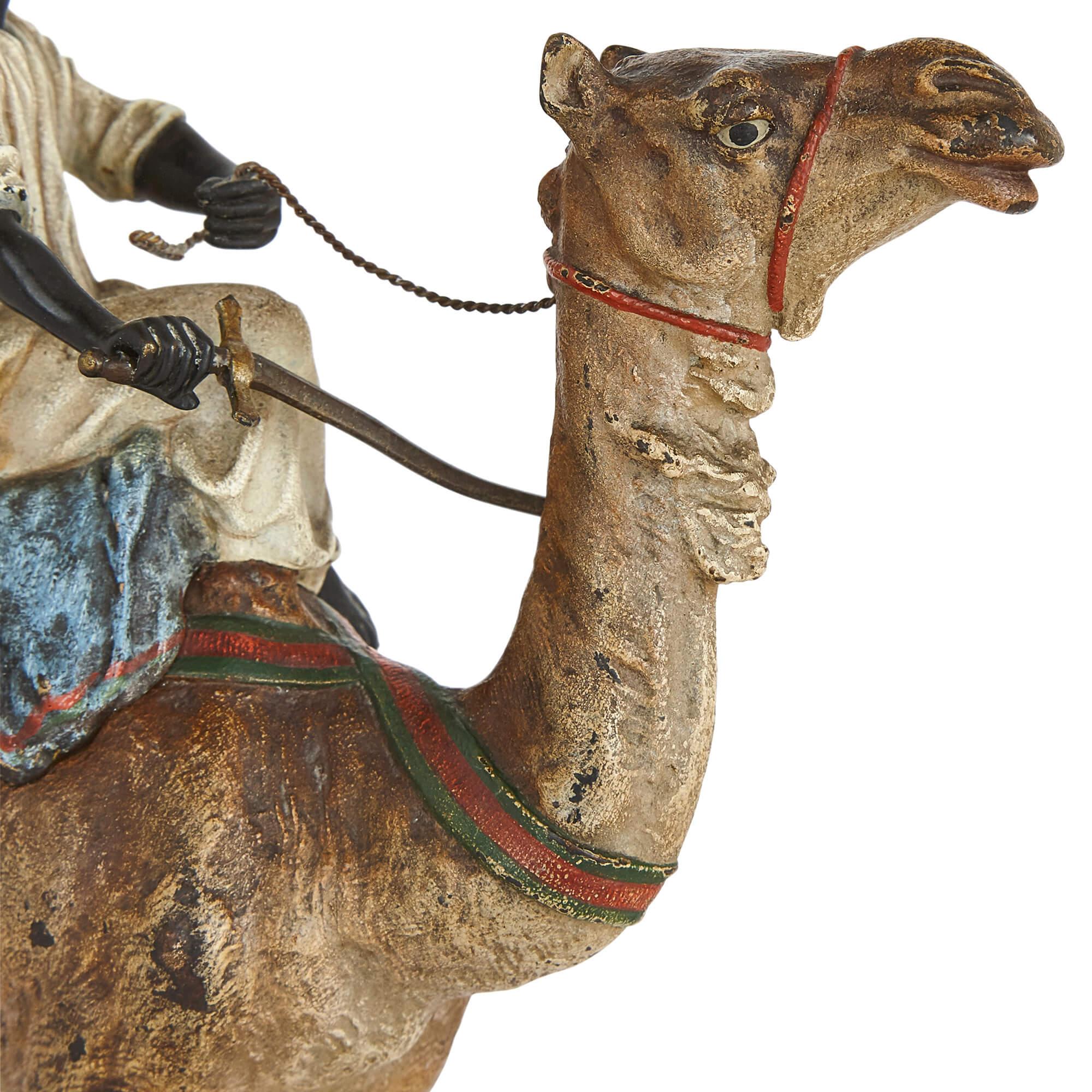 Austrian Cold-Painted Bronze of a Camel by Franz Xaver Bergman For Sale