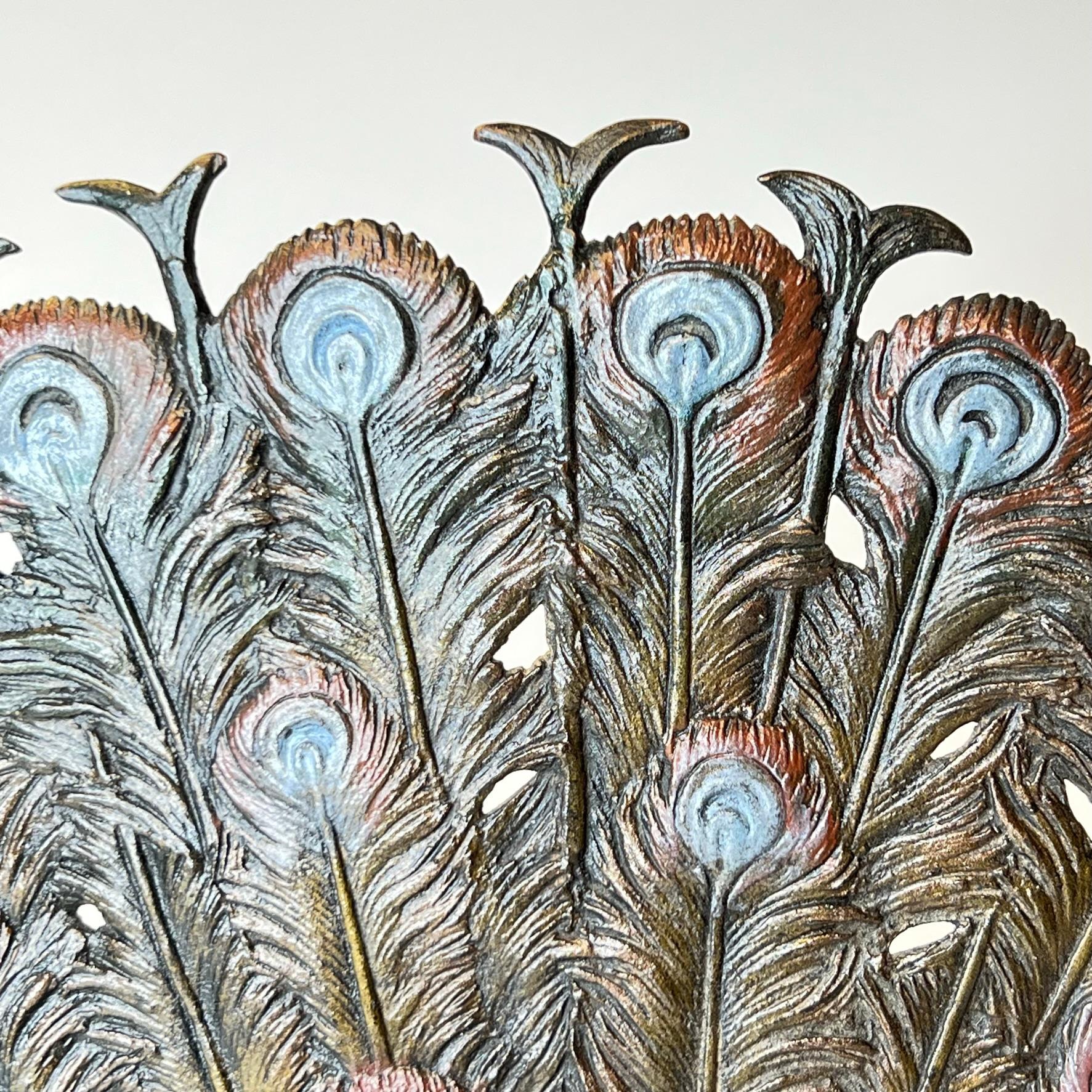 Cold-Painted Bronze Peacock Sculpture by Franz Bergman at 1stDibs