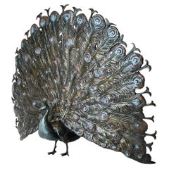 Cold-Painted Bronze Peacock Sculpture by Franz Bergman