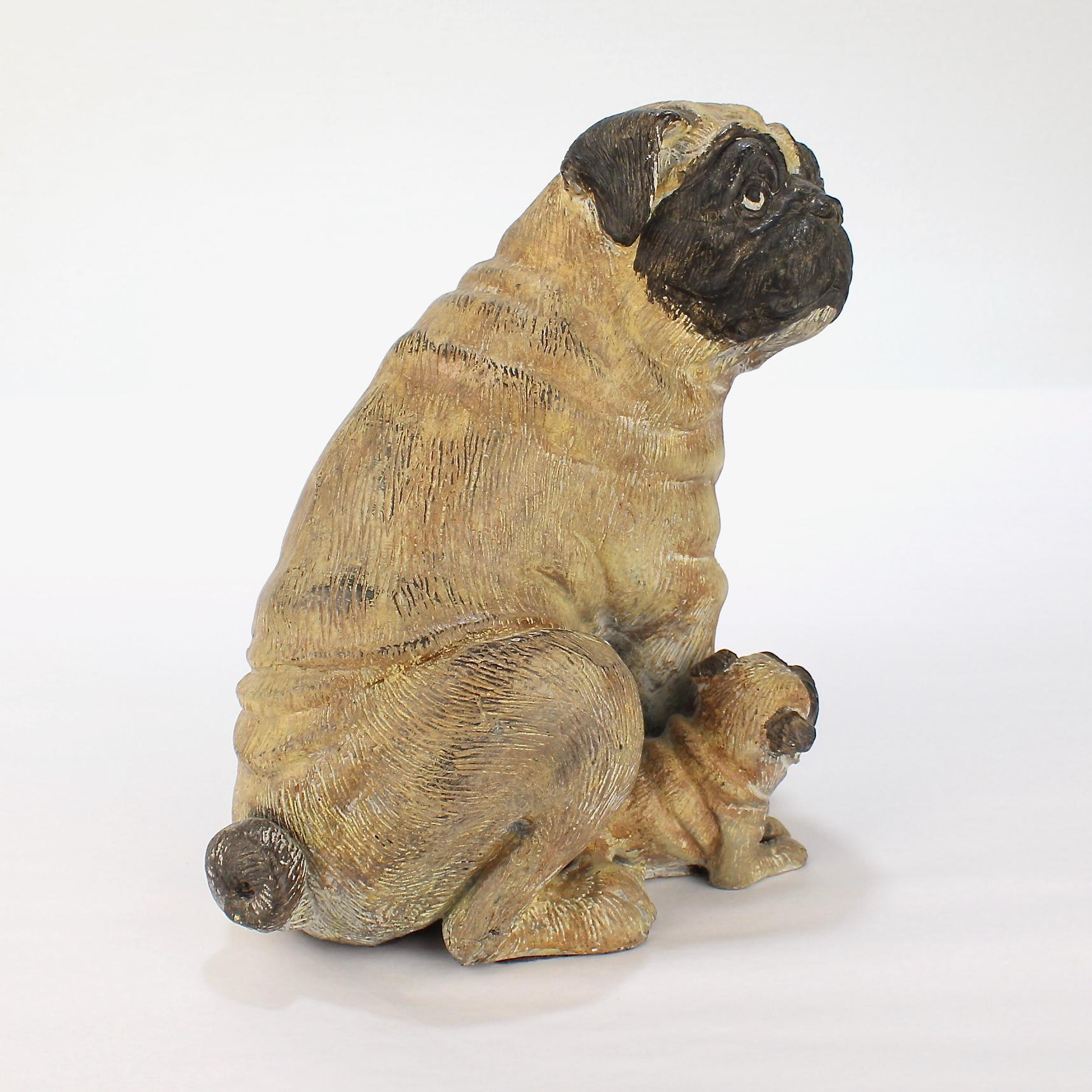 Sculpture de chien et de coq en bronze peint à froid de la collection Mario Buatta Bon état - En vente à Philadelphia, PA