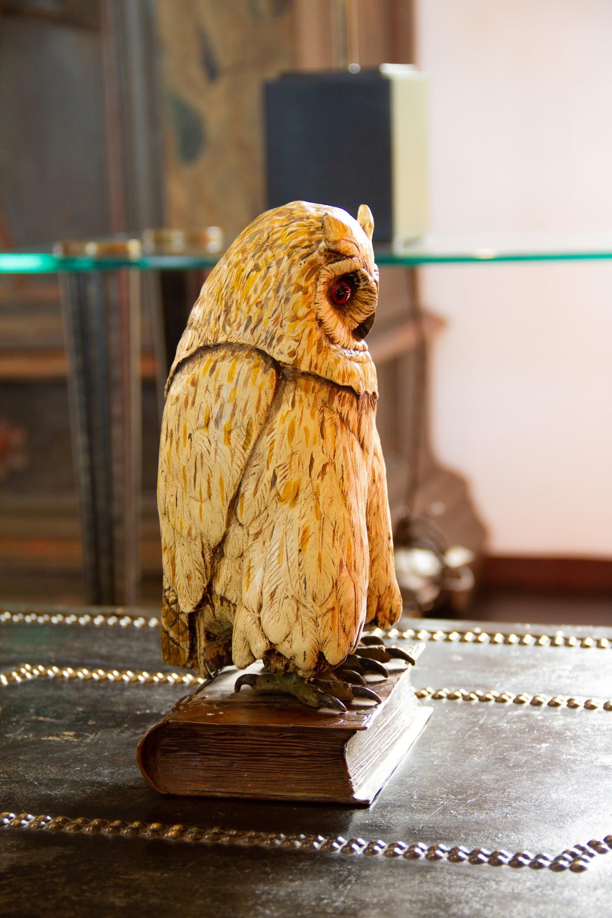 Cold Painted Bronze Sculpture of an Owl, Stamped 'BERGM',  In Good Condition In Donhead St Mary, Wiltshire