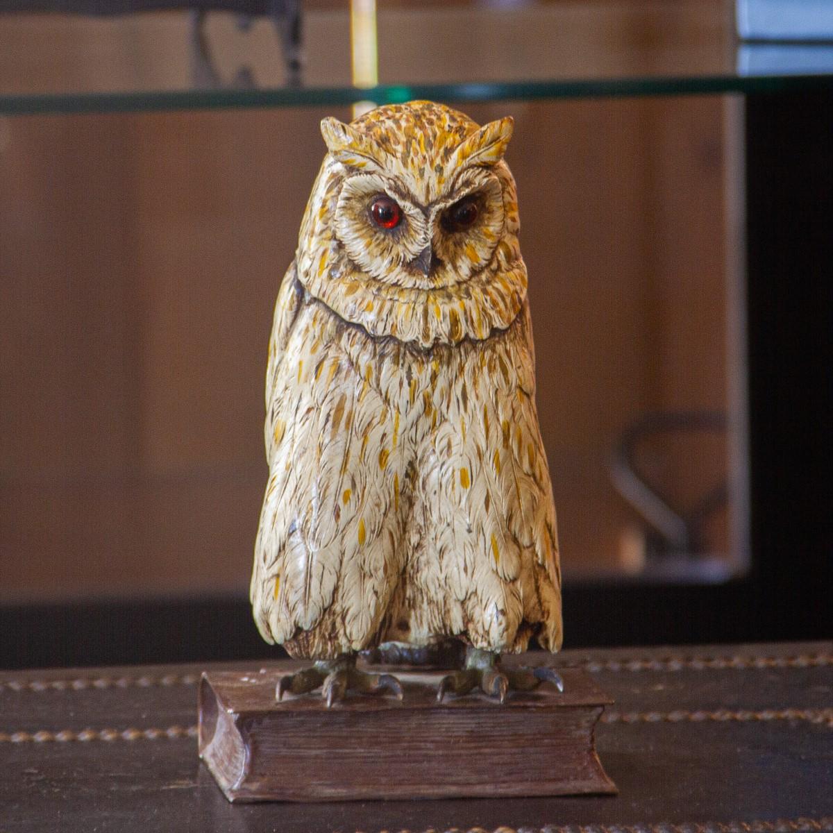 Cold Painted Bronze Sculpture of an Owl, Stamped 'BERGM',  3
