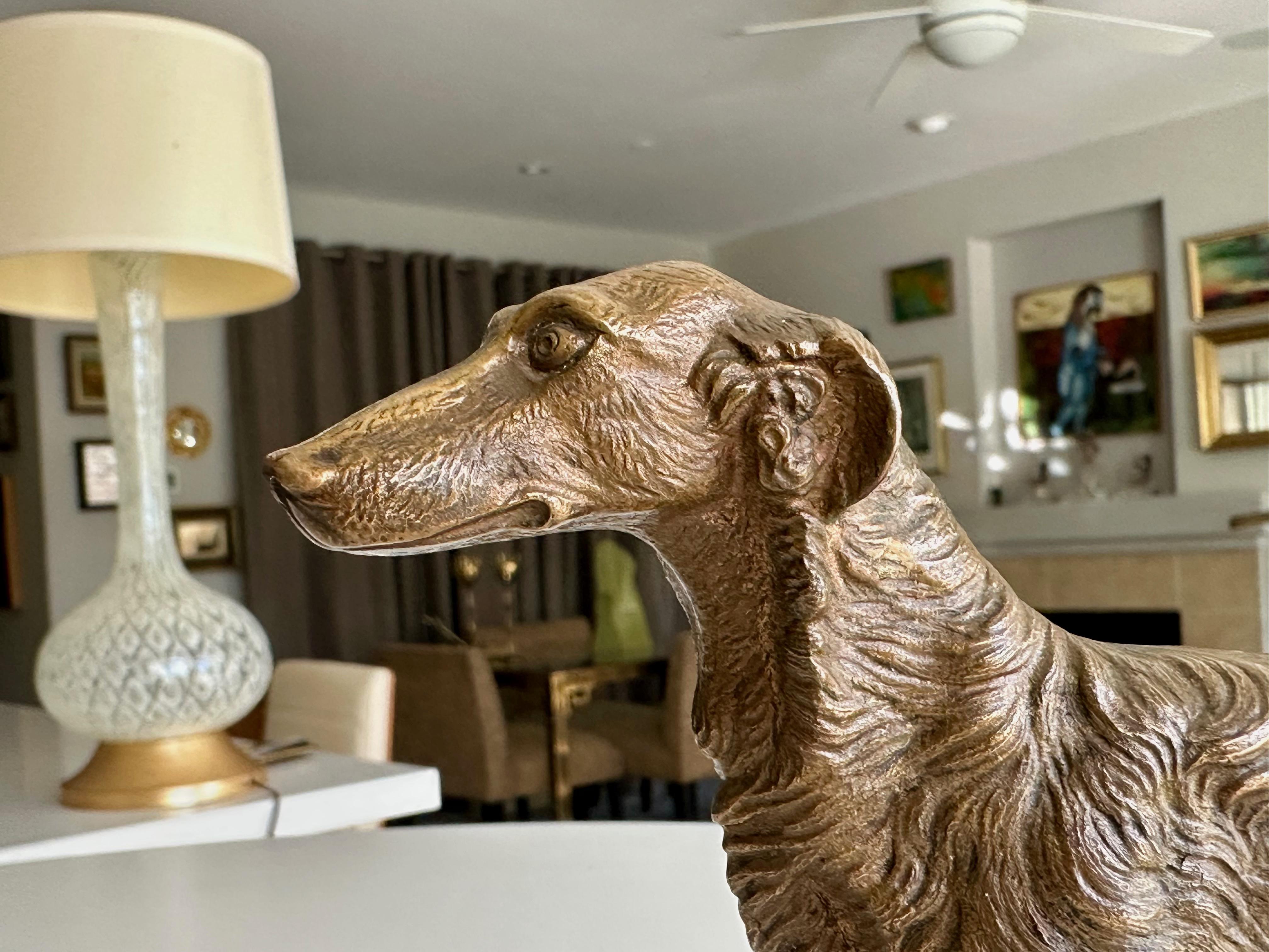 Bronze Sculpture of Borzoi or Russian Wolfhound For Sale 9