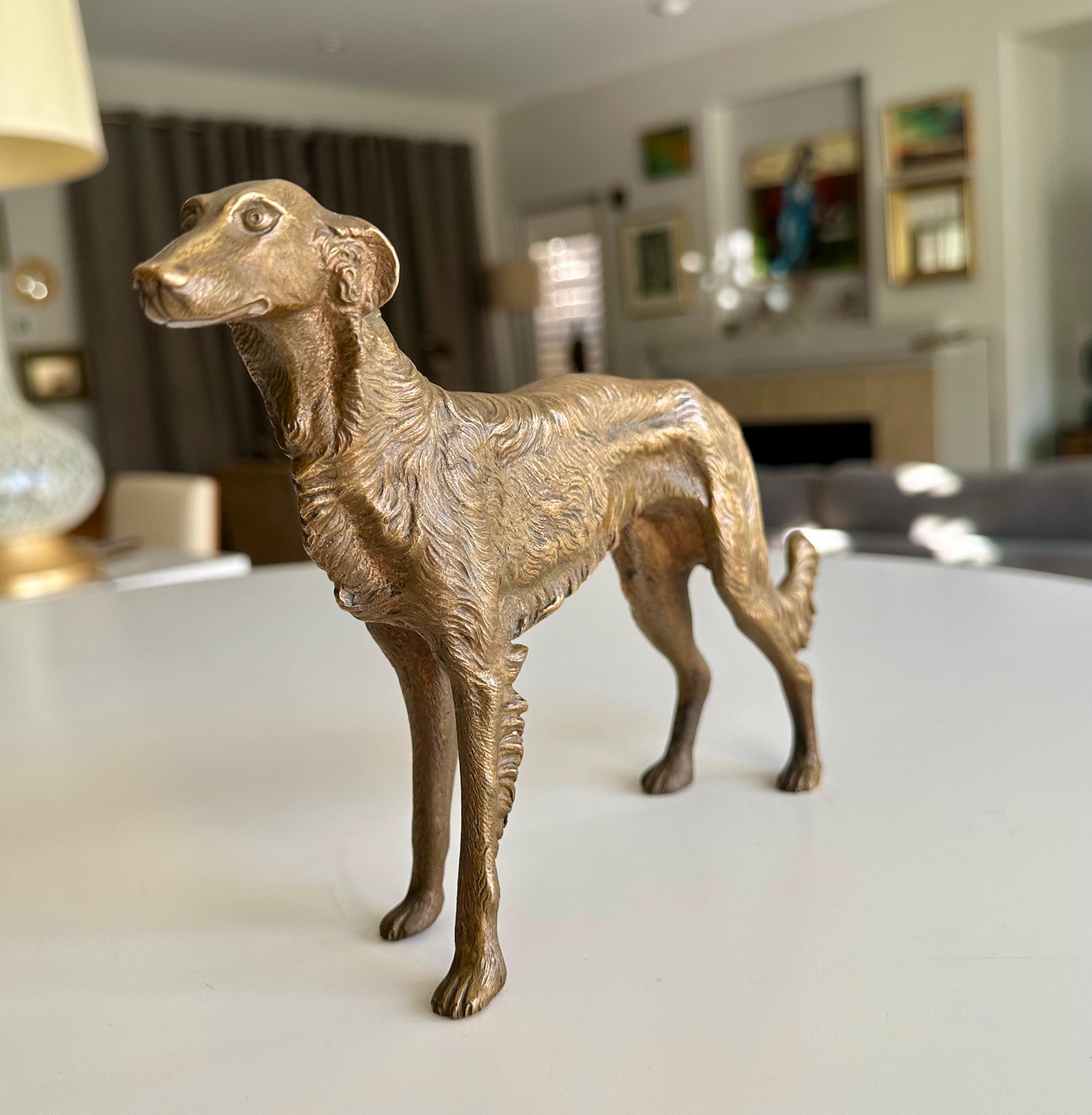 Bronze Sculpture of Borzoi or Russian Wolfhound In Good Condition For Sale In Palm Springs, CA