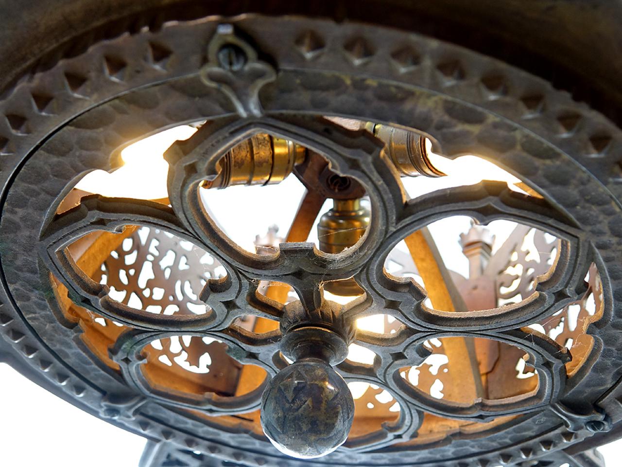 20th Century Cold-Painted Bronze Spanish Revival Chandelier
