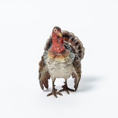 Cold-painted bronze turkey sculpture attributed to Franz Bergmann. Austria.