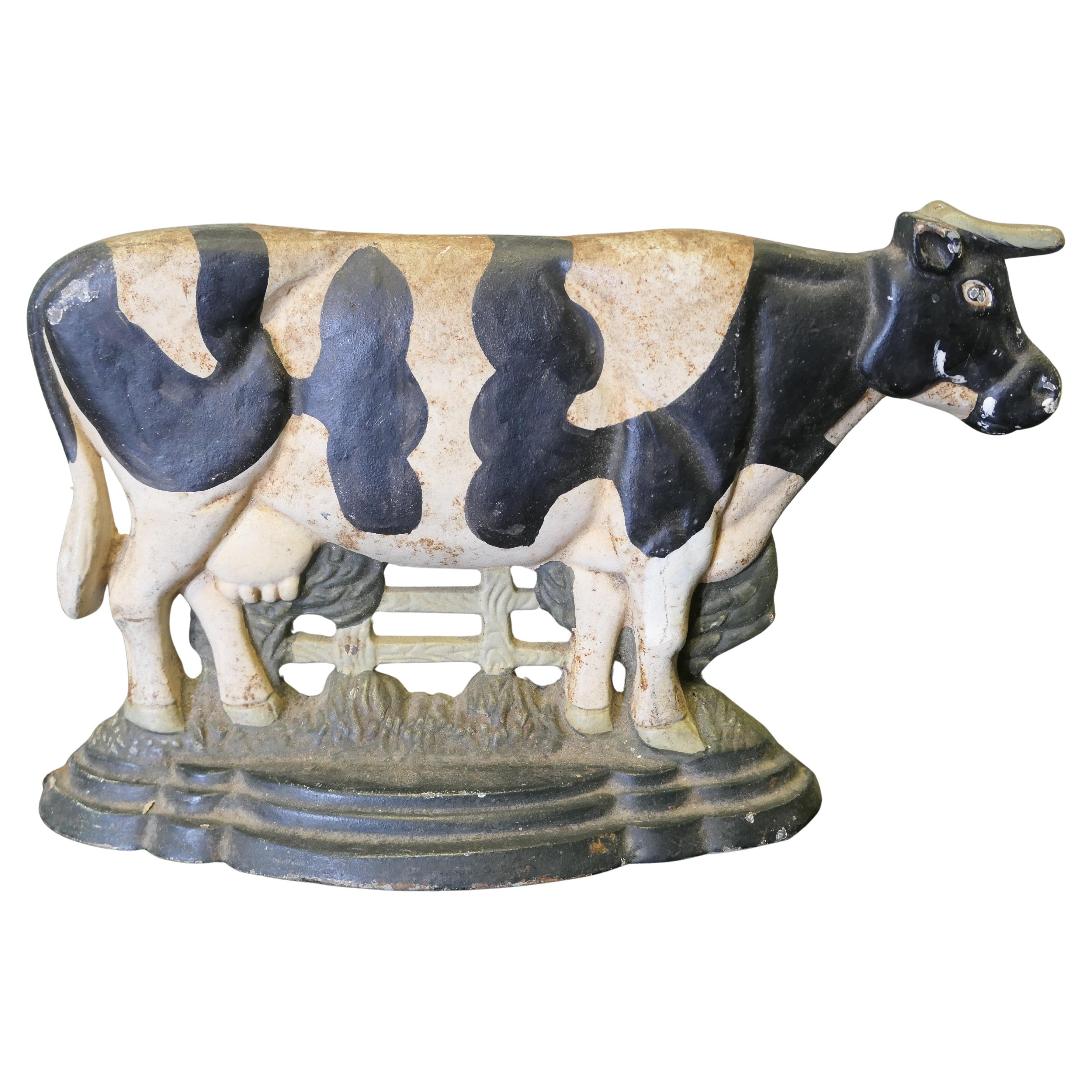 Cold Painted Cast Iron Door Stop, Cow at the Gate  Needless to say a heavy piece