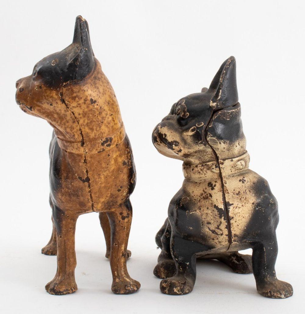 American Cold-Painted Cast Iron Terrier Form Doorstops, 2 For Sale