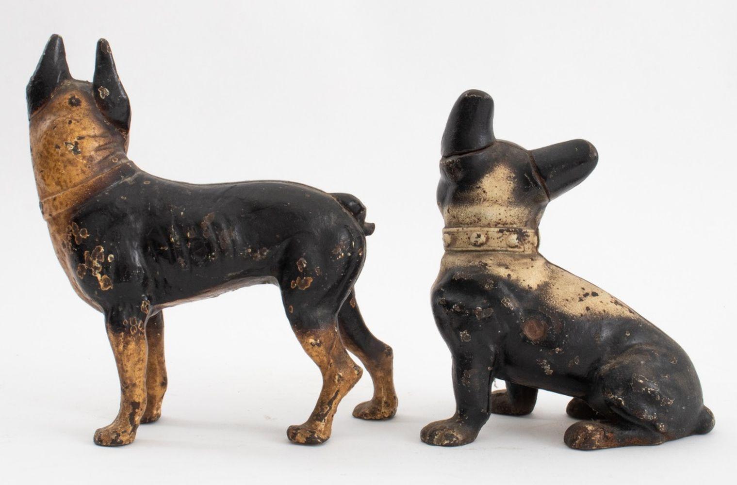 Cold-Painted Cast Iron Terrier Form Doorstops, 2 In Good Condition For Sale In Astoria, NY