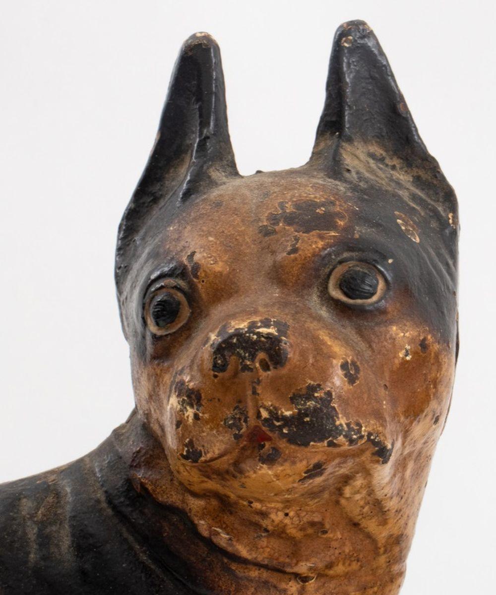 19th Century Cold-Painted Cast Iron Terrier Form Doorstops, 2 For Sale