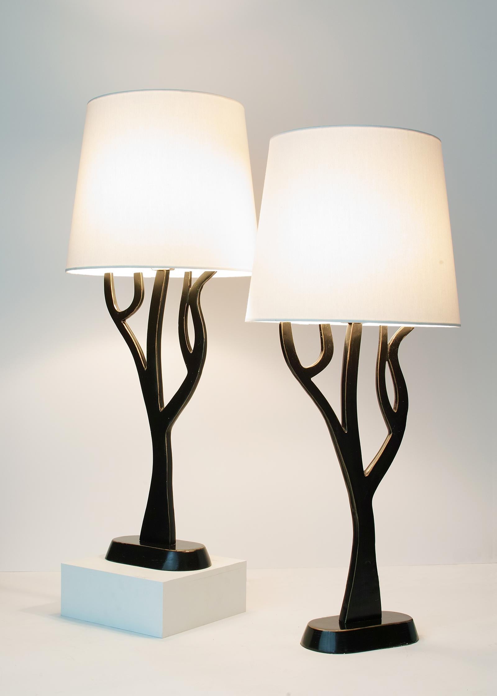 Cold Painted Metal Tree Lamps In Good Condition In Brooklyn, NY