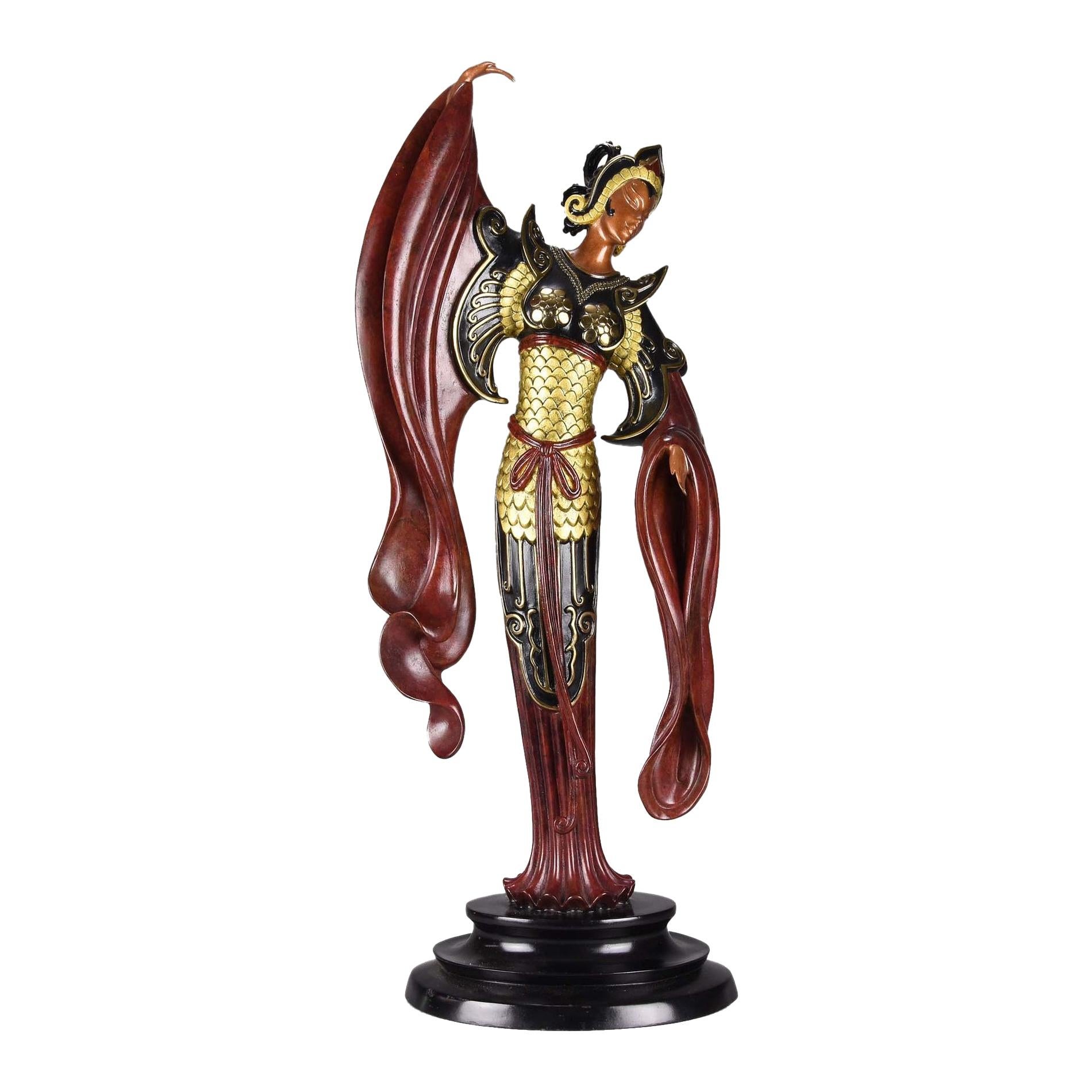Cold Painted Limited Edition Bronze Figure "Chinese Legend" by Erté For Sale