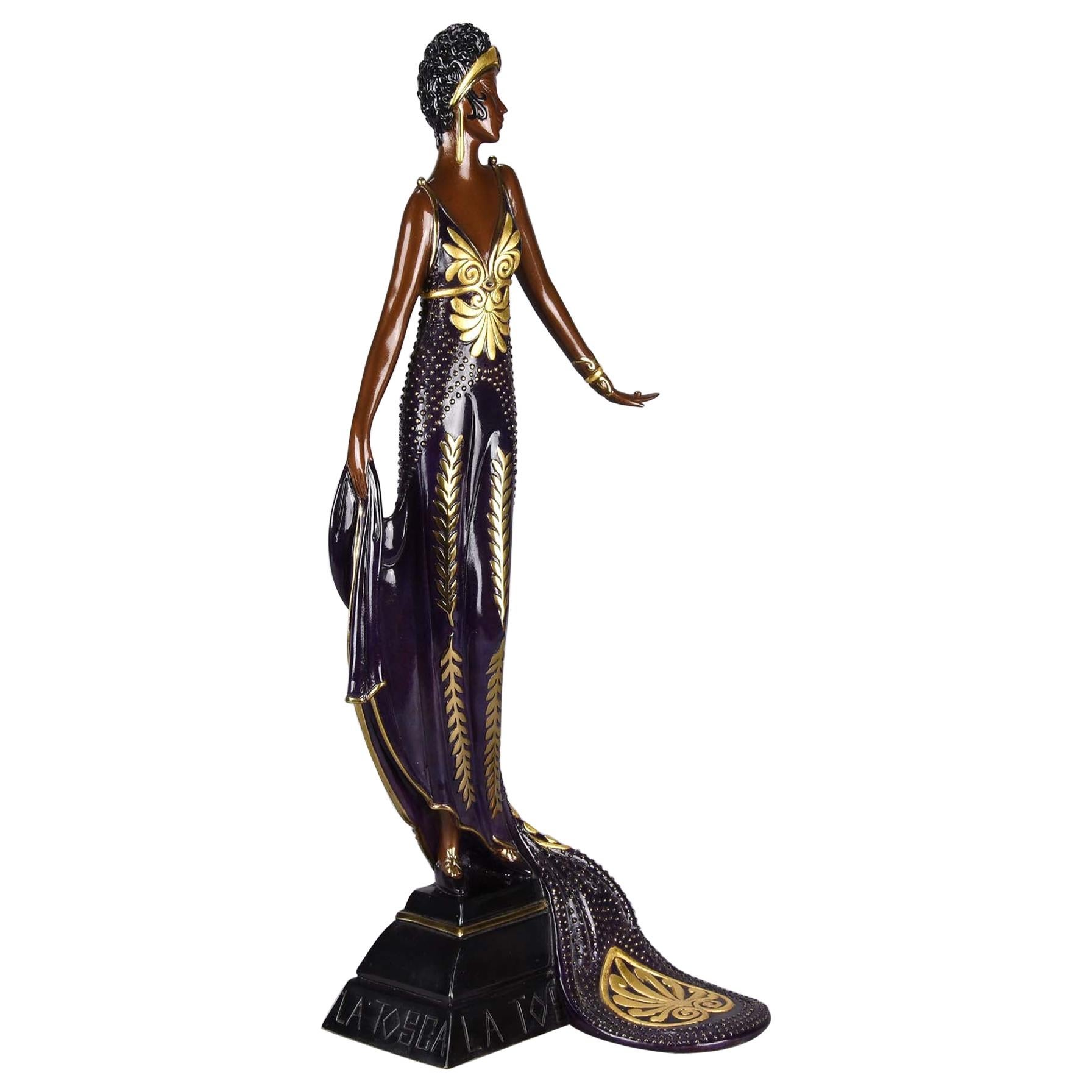 Cold Painted Limited Edition Bronze Figure "La Tosca" by Erté