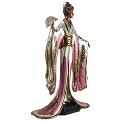 Cold Painted Limited Edition Bronze Figure "Madame Butterfly" by Erté