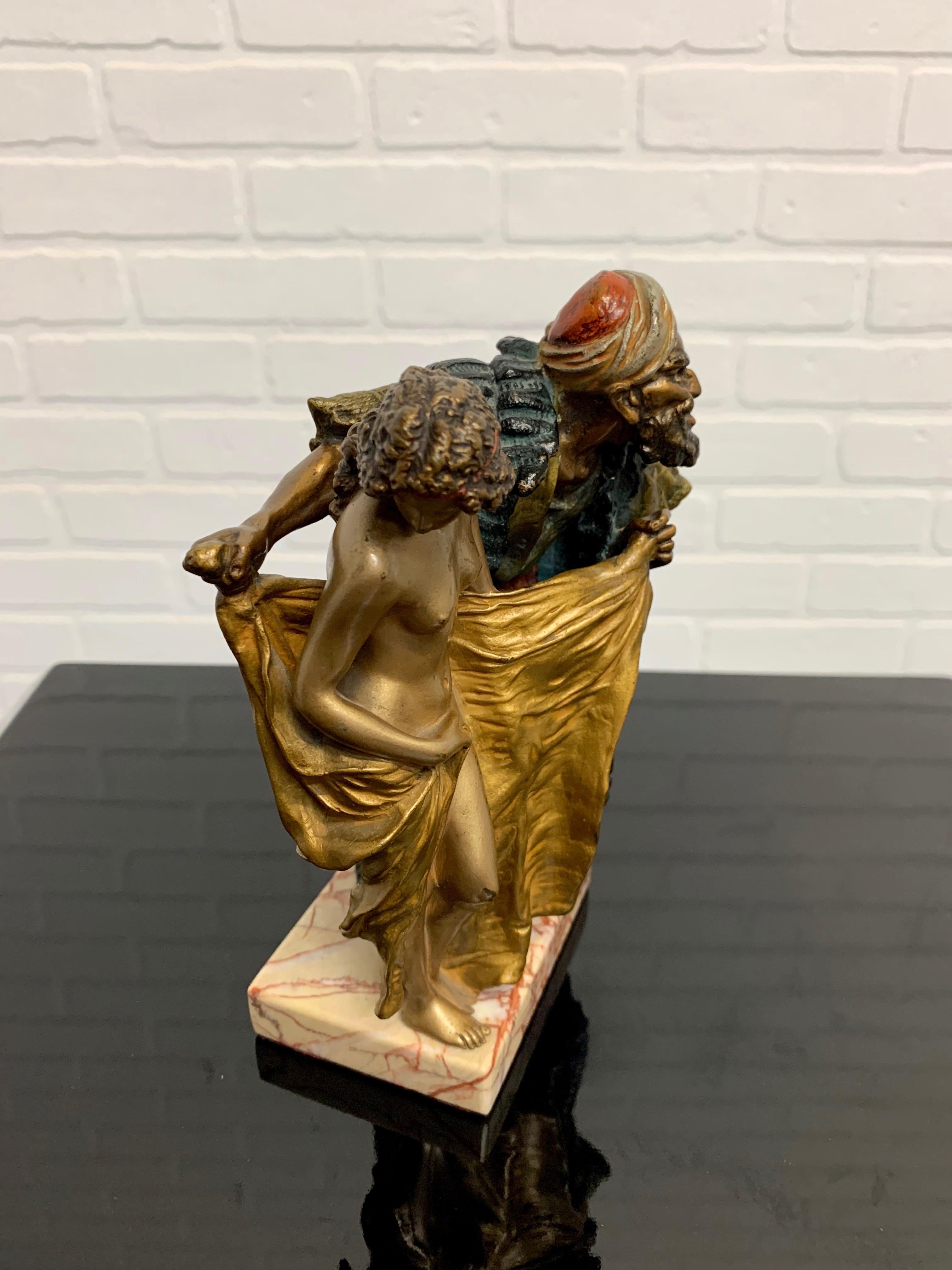 Cold-Painted Cold Painted Orientalist Vienna Bronze by Franz Bergman For Sale