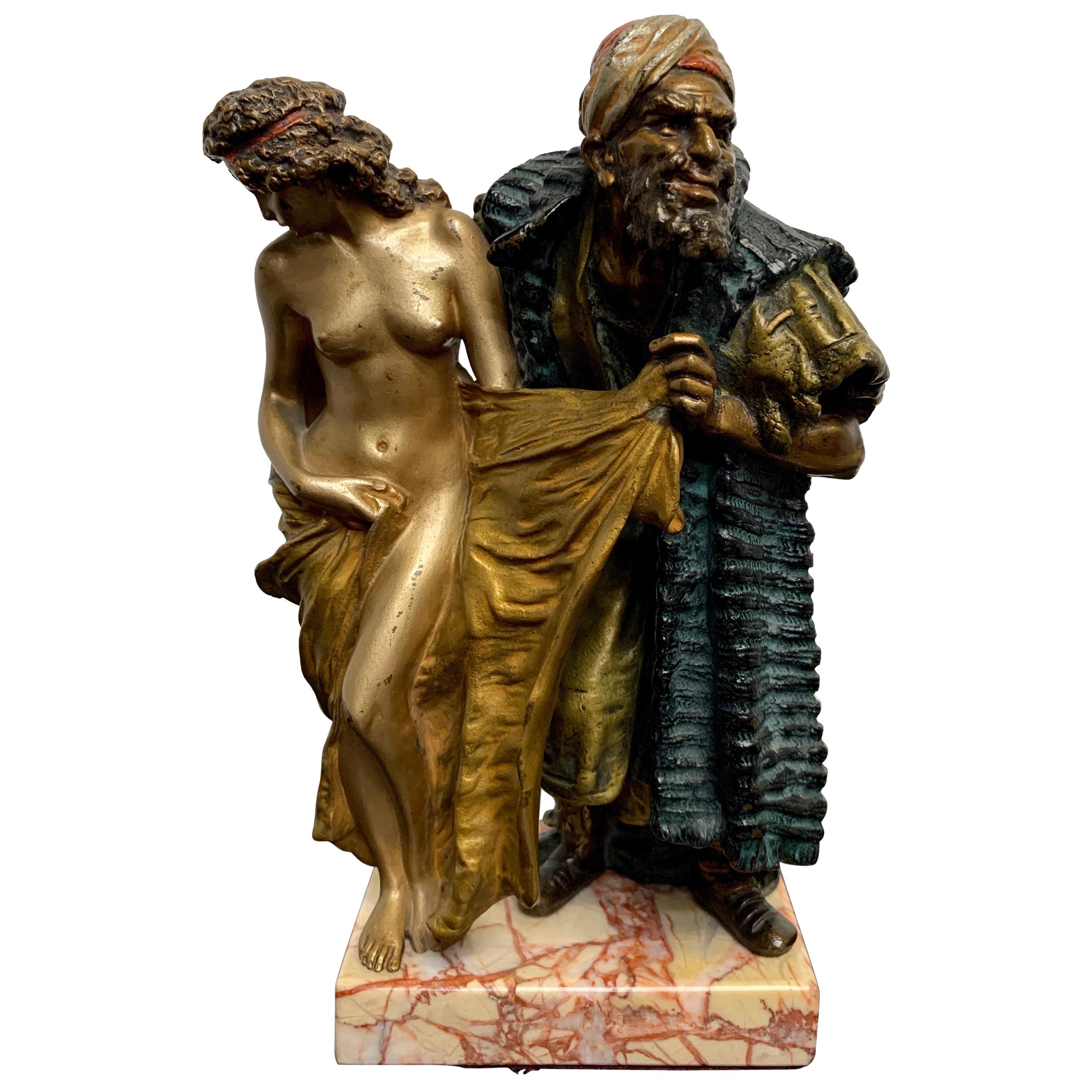 Cold Painted Orientalist Vienna Bronze by Franz Bergman For Sale