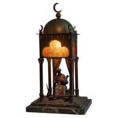 Lampada orientale di Vienna Bronze dipinta a freddo, artista seduto al lavoro, Artistics Bergman