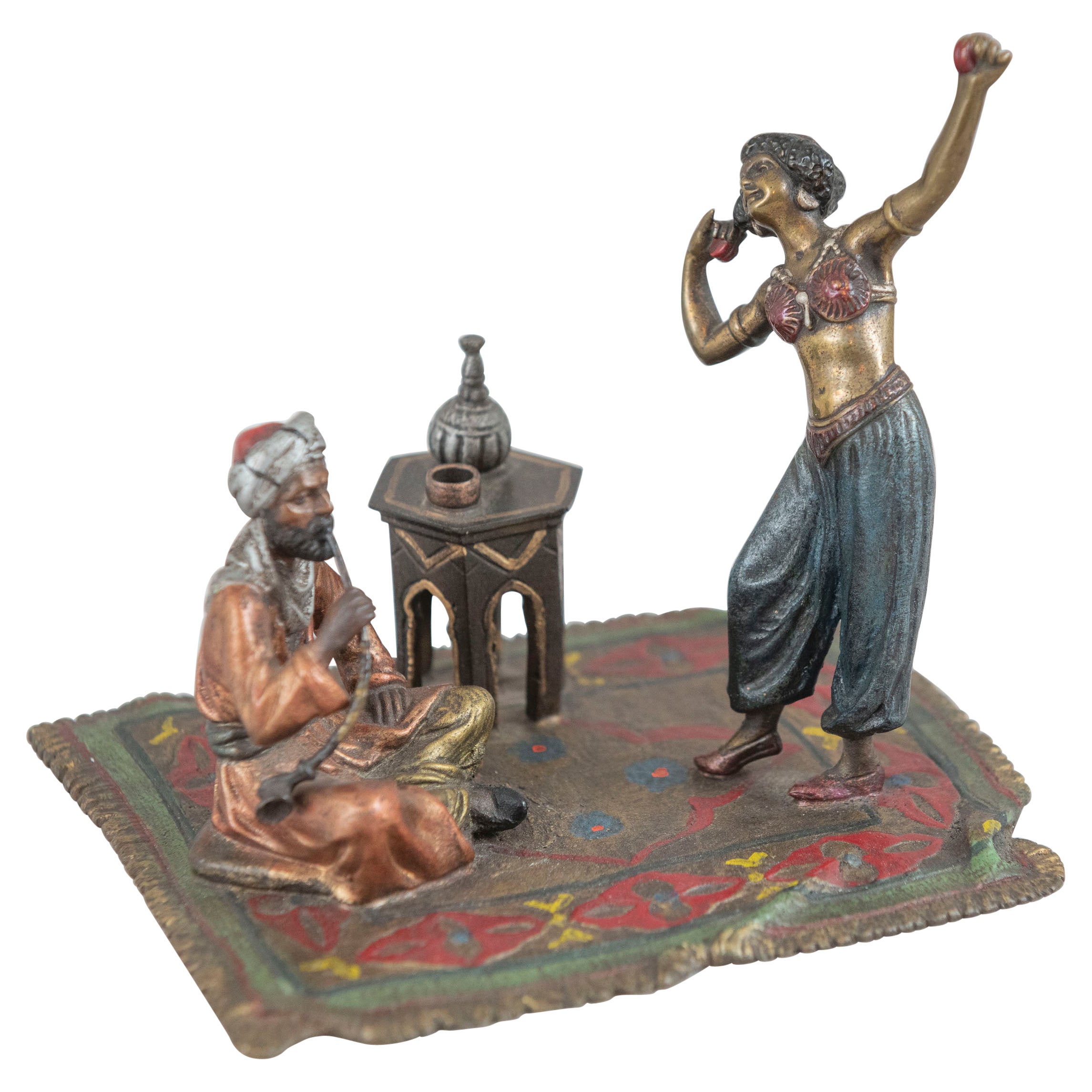 Cold Painted Vienna Bronze, 2 Figures on Carpet, Franz Bergman, ca, 1910