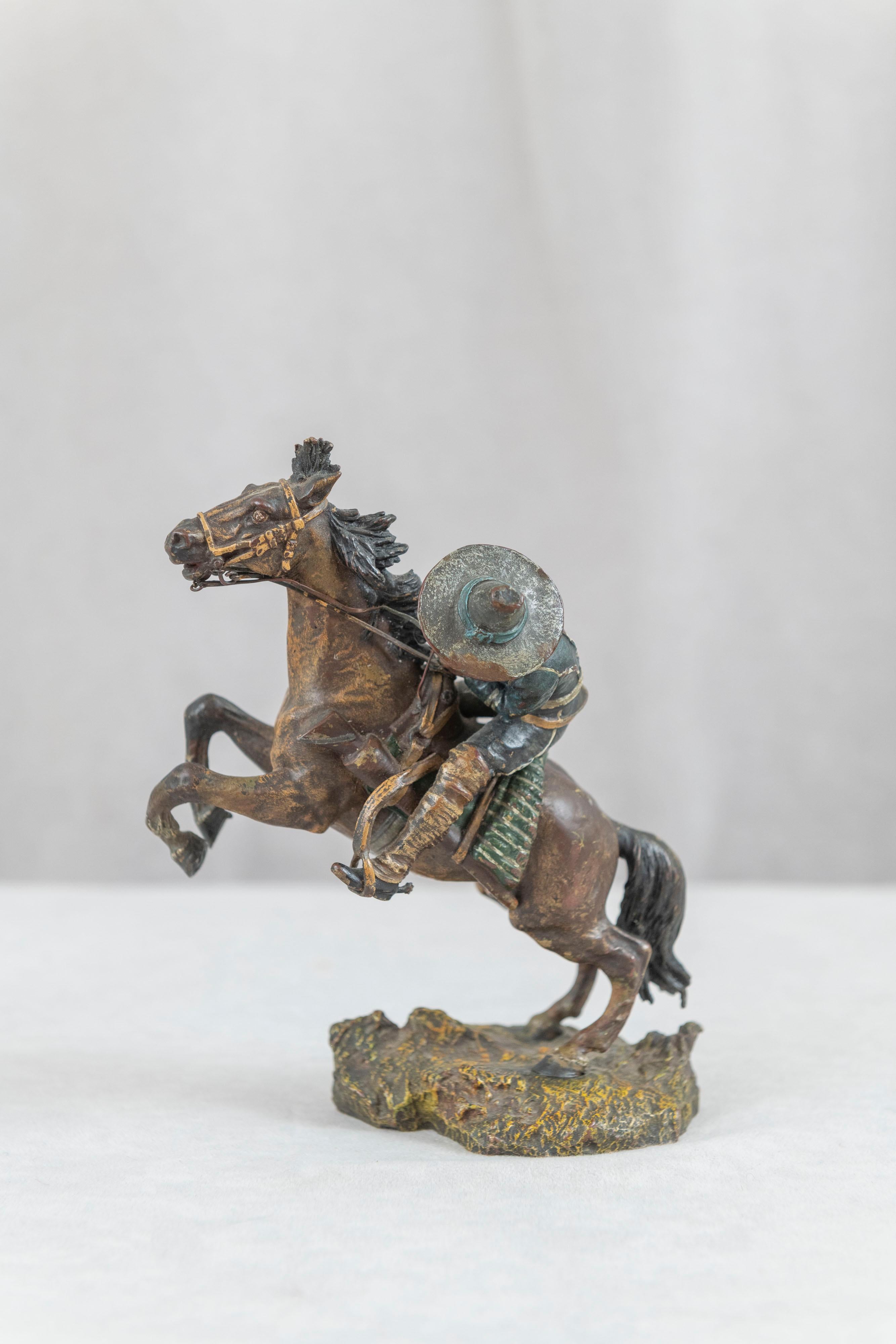 Austrian Cold Painted Vienna Bronze Caballero on Horseback, Carl Kauba, ca. 1900