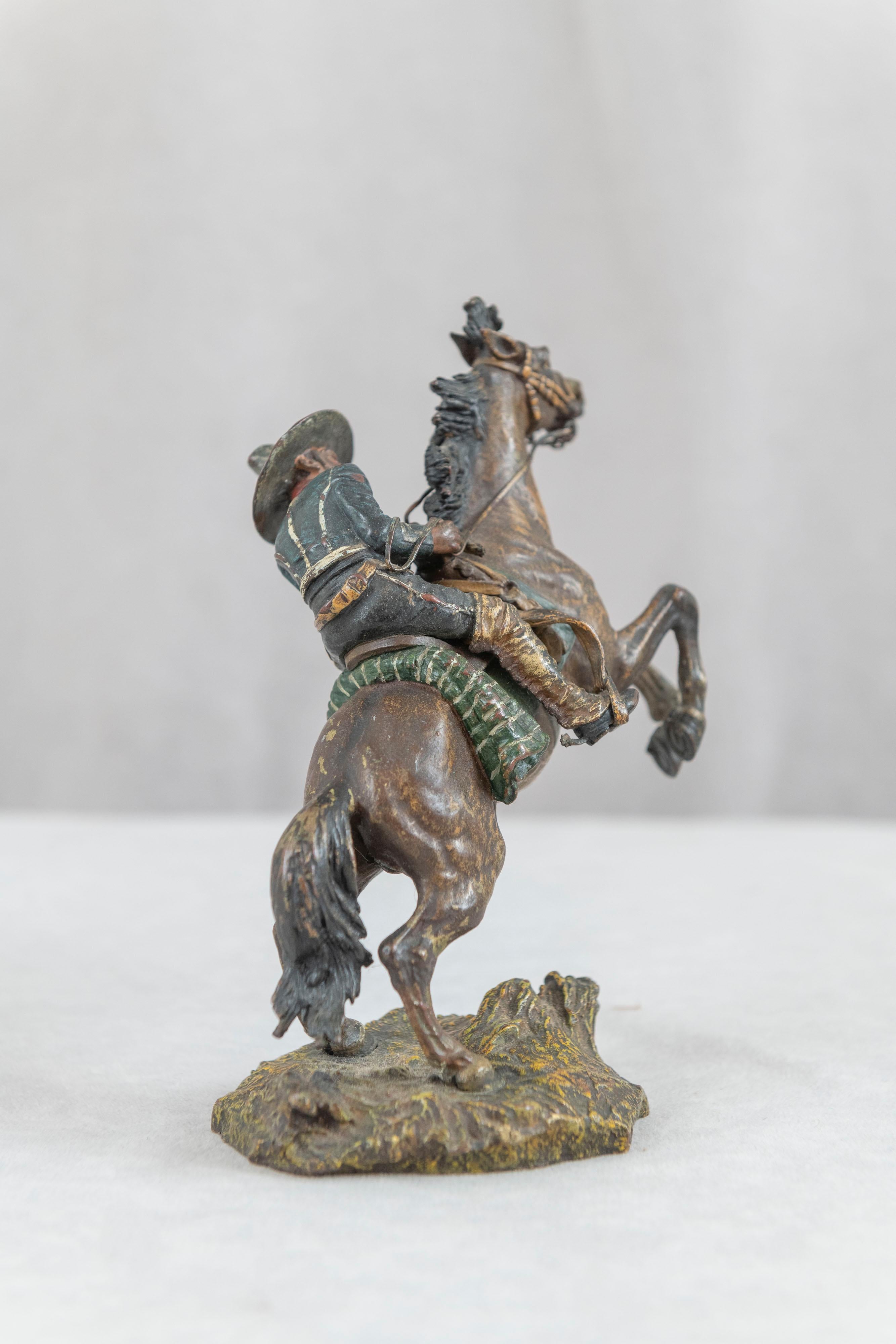 Cold Painted Vienna Bronze Caballero on Horseback, Carl Kauba, ca. 1900 In Good Condition In Petaluma, CA