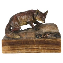 Cold Painted Vienna Bronze Entitled "Fox with Prey", circa 1900