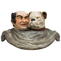 Cold Painted Vienna Bronze Group, Man & His English Bulldog Dining