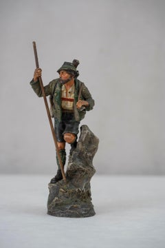 Kaltbemalte Vienna Bronzefigur „Mountain Man nach der Jagd“, um 1900, Franz Bergmann
