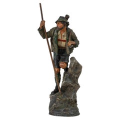 Kaltbemalte Vienna Bronzefigur „Mountain Man nach der Jagd“, um 1900, Franz Bergmann