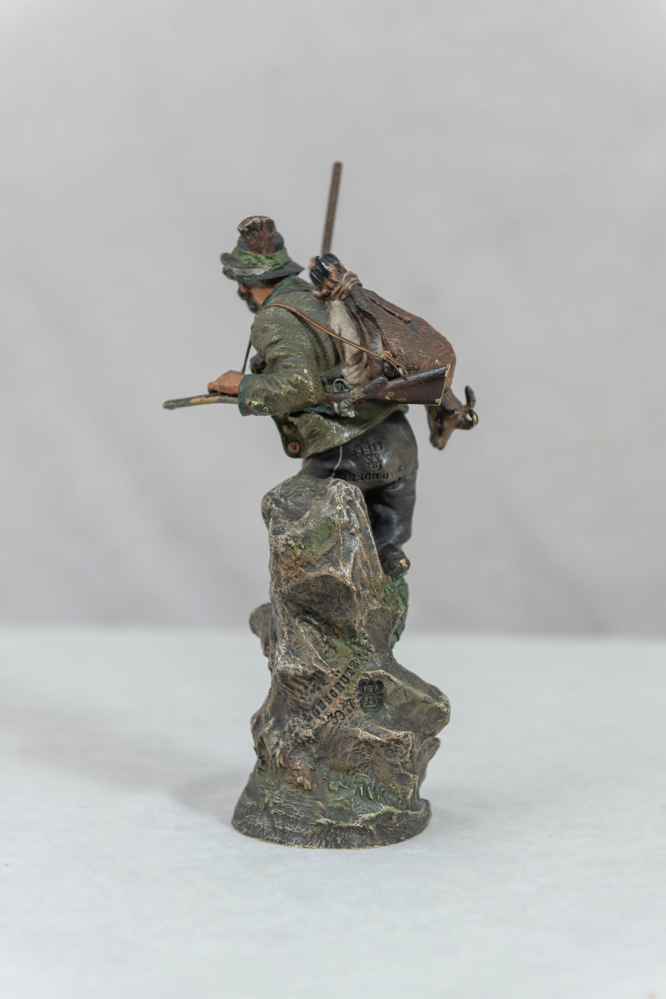 Cold-Painted Cold Painted Vienna Bronze of a Mountaineer, Bergmann Foundry, circa 1900