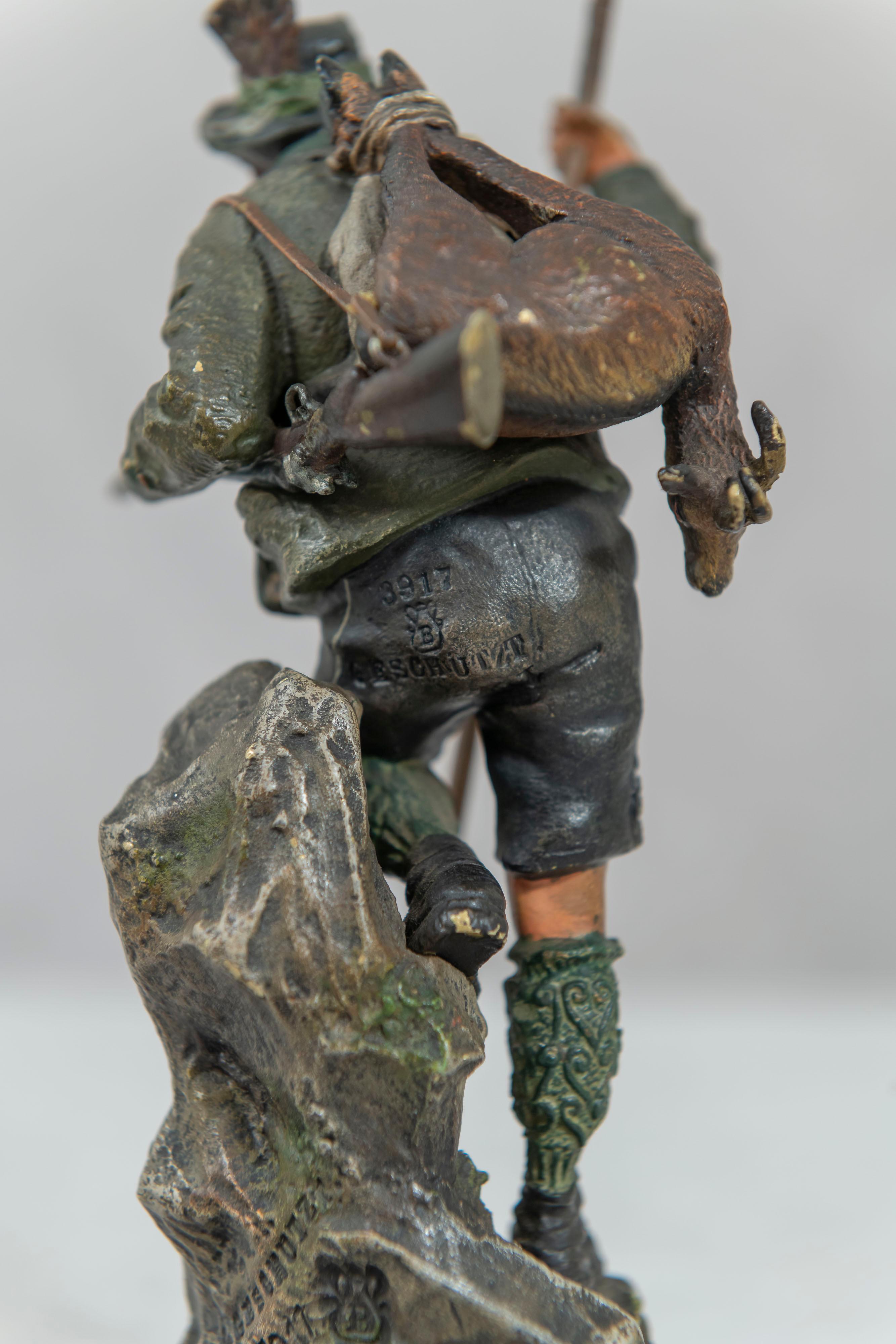 Early 20th Century Cold Painted Vienna Bronze of a Mountaineer, Bergmann Foundry, circa 1900