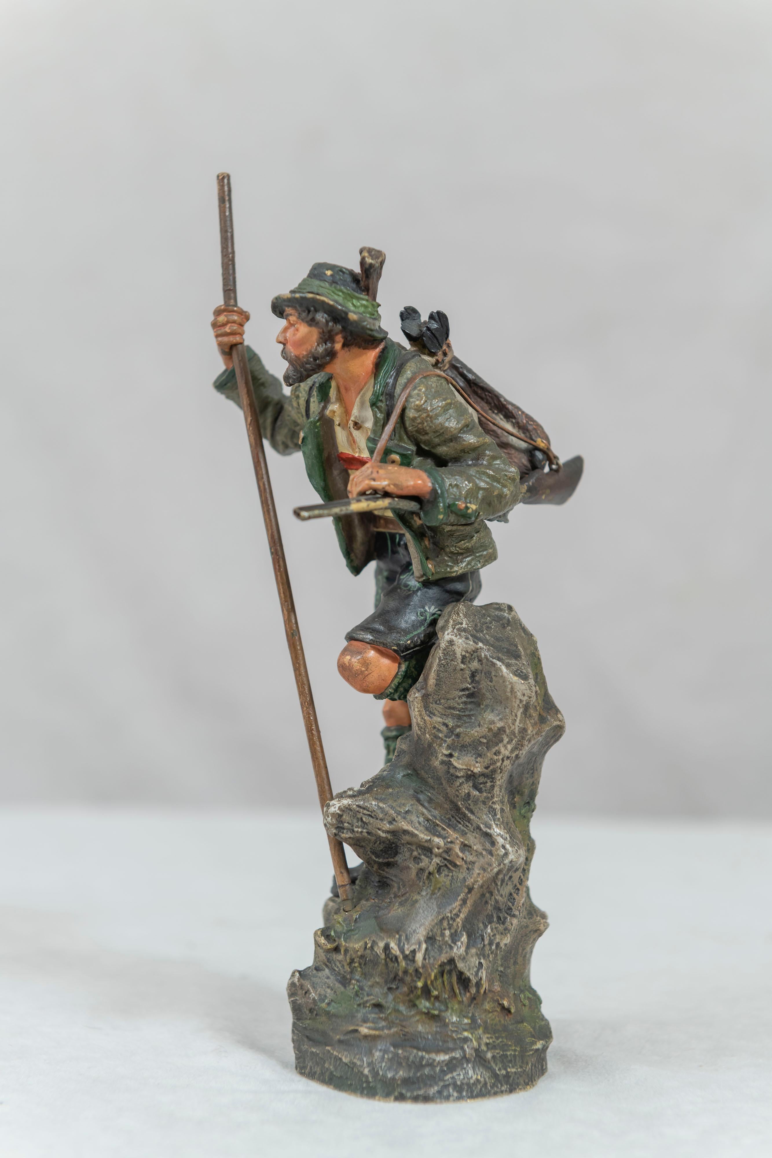 Cold Painted Vienna Bronze of a Mountaineer, Bergmann Foundry, circa 1900 1