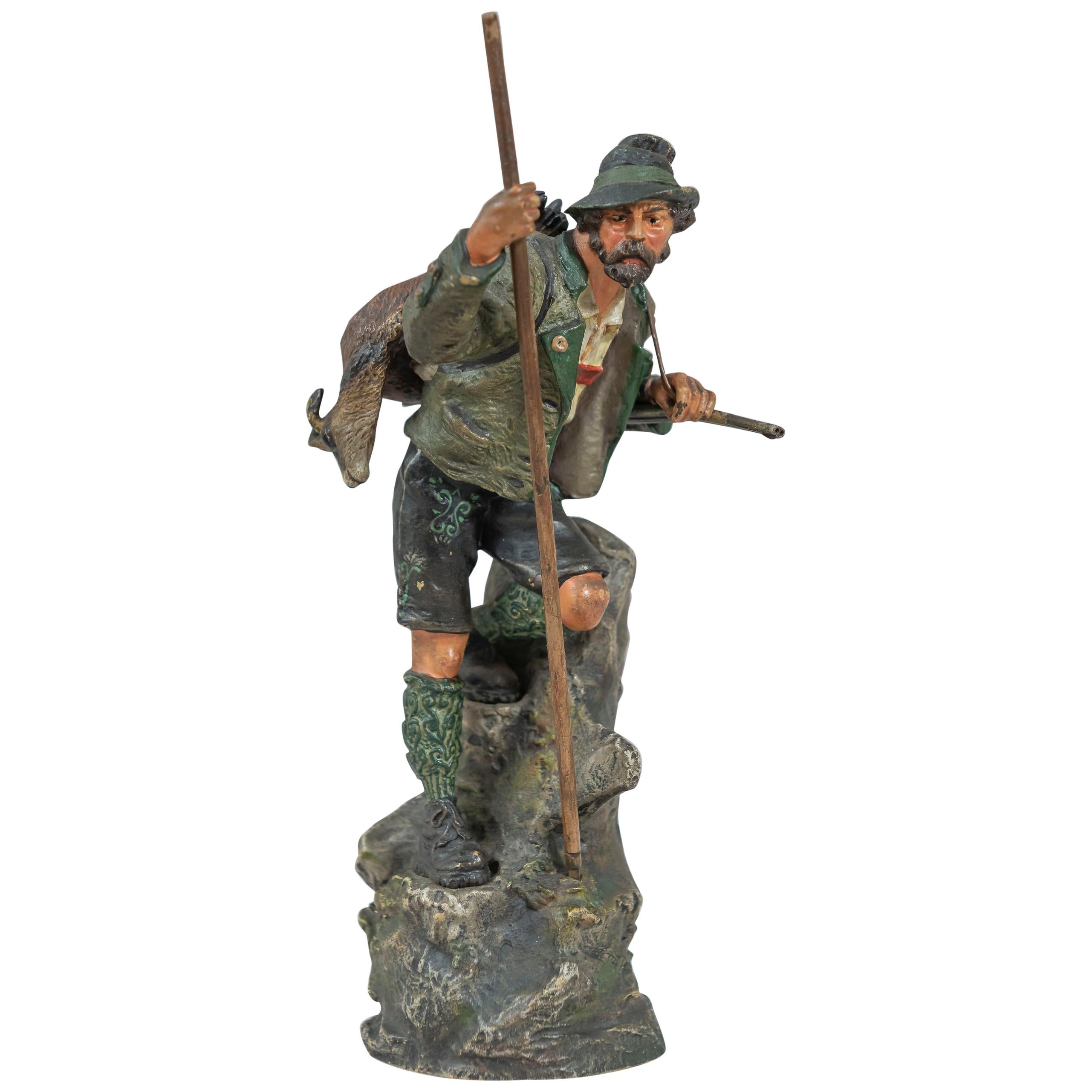 Cold Painted Vienna Bronze of a Mountaineer, Bergmann Foundry, circa 1900