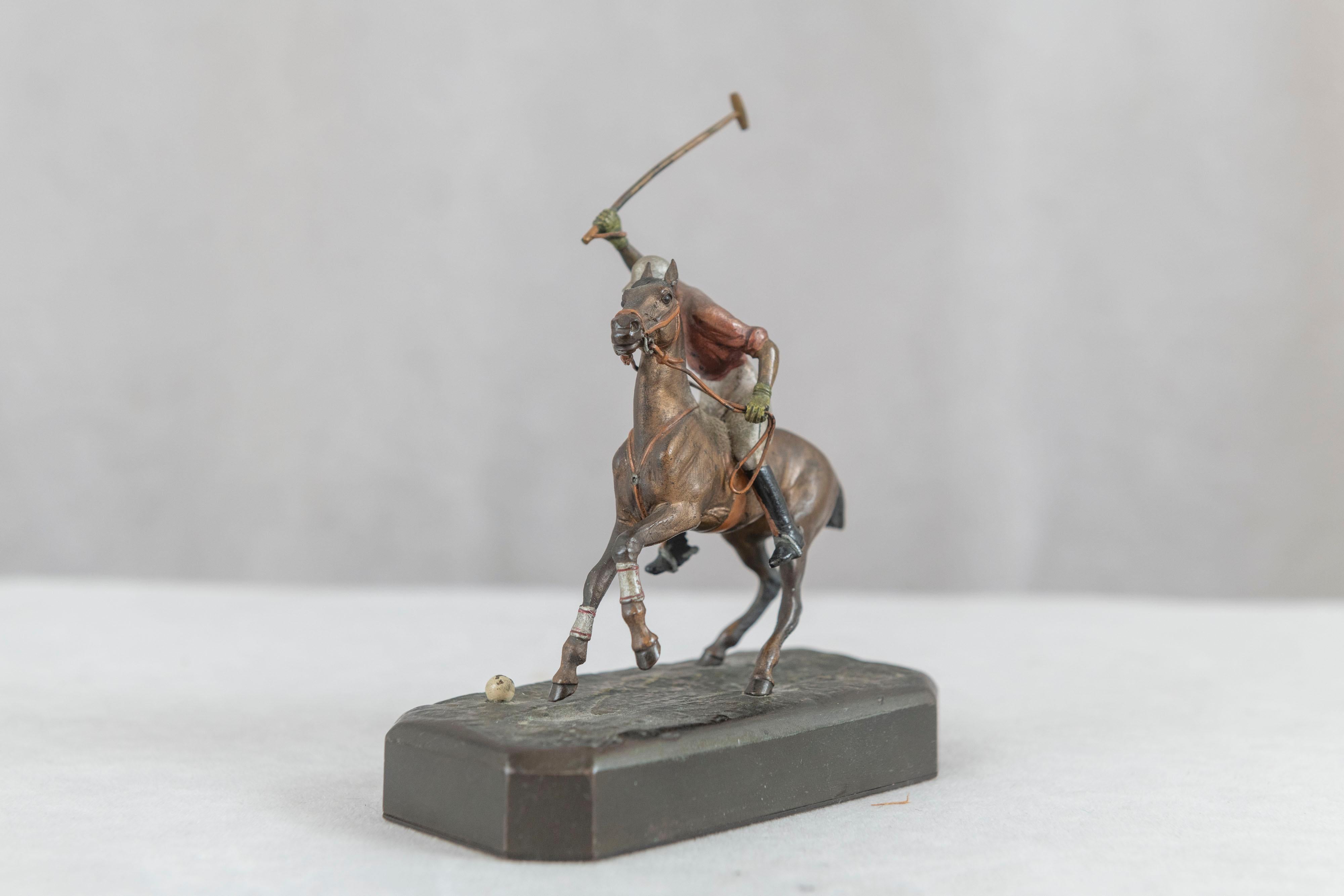 Other Cold Painted Vienna Bronze Polo Player on Horseback, ca. 1910