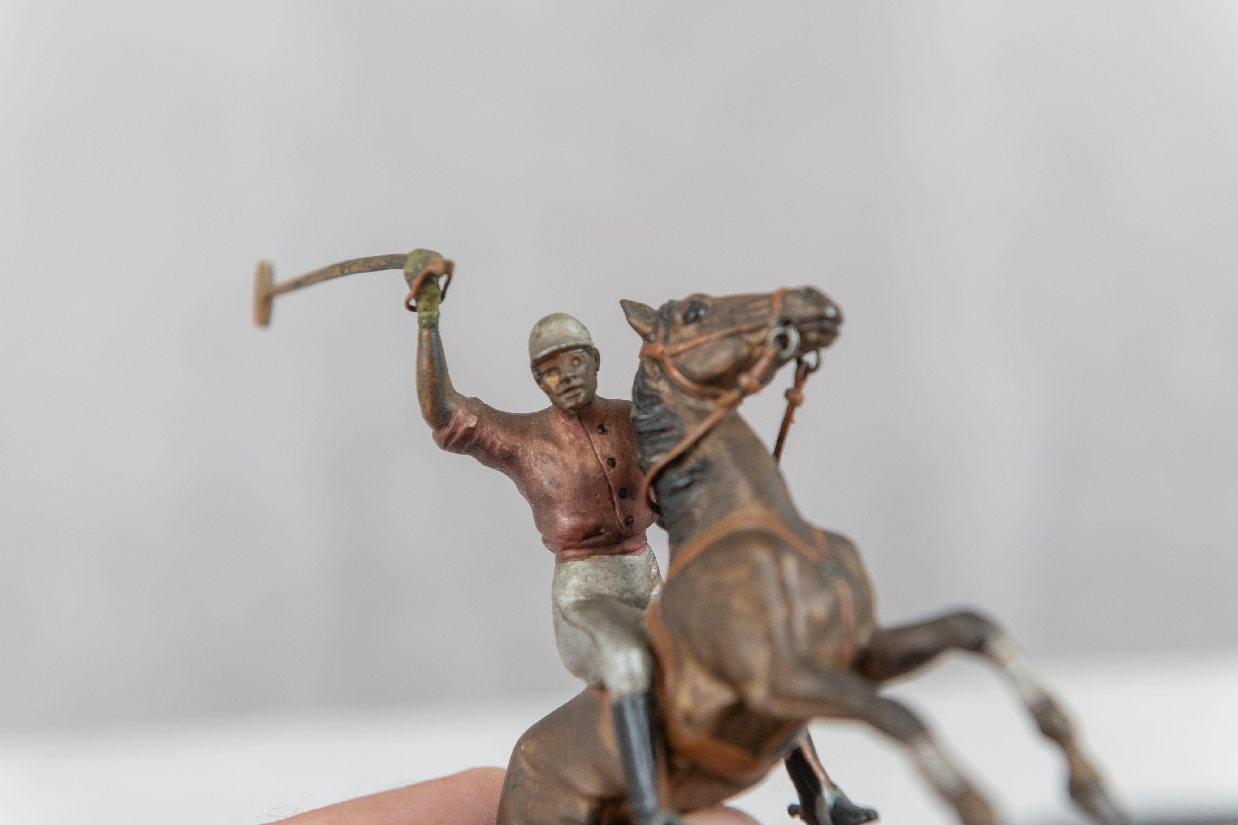 Cold Painted Vienna Bronze Polo Player on Horseback, ca. 1910 1