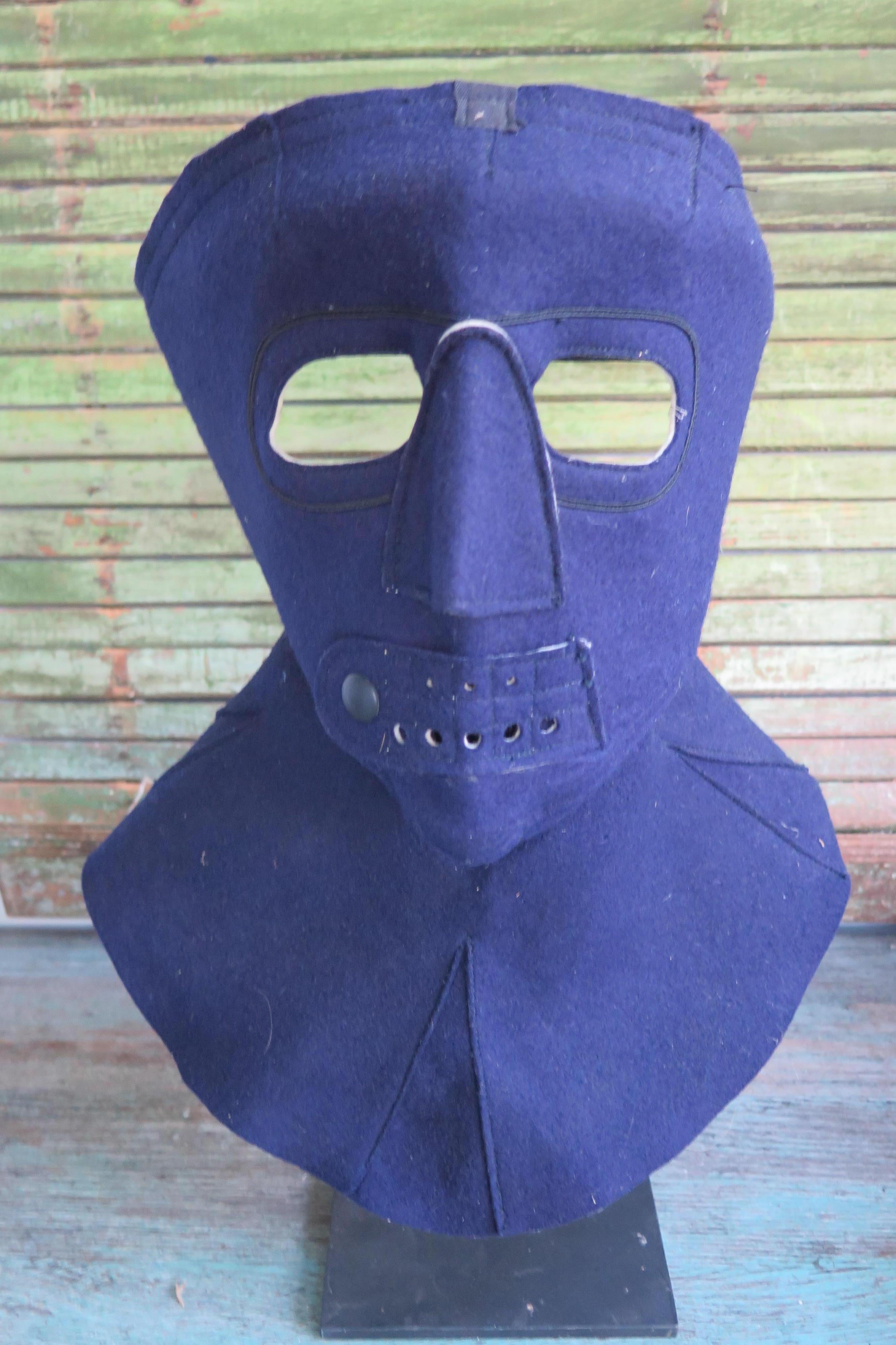 Machine Age Cold Weather Aviation Mask of Blue Cloth For Sale