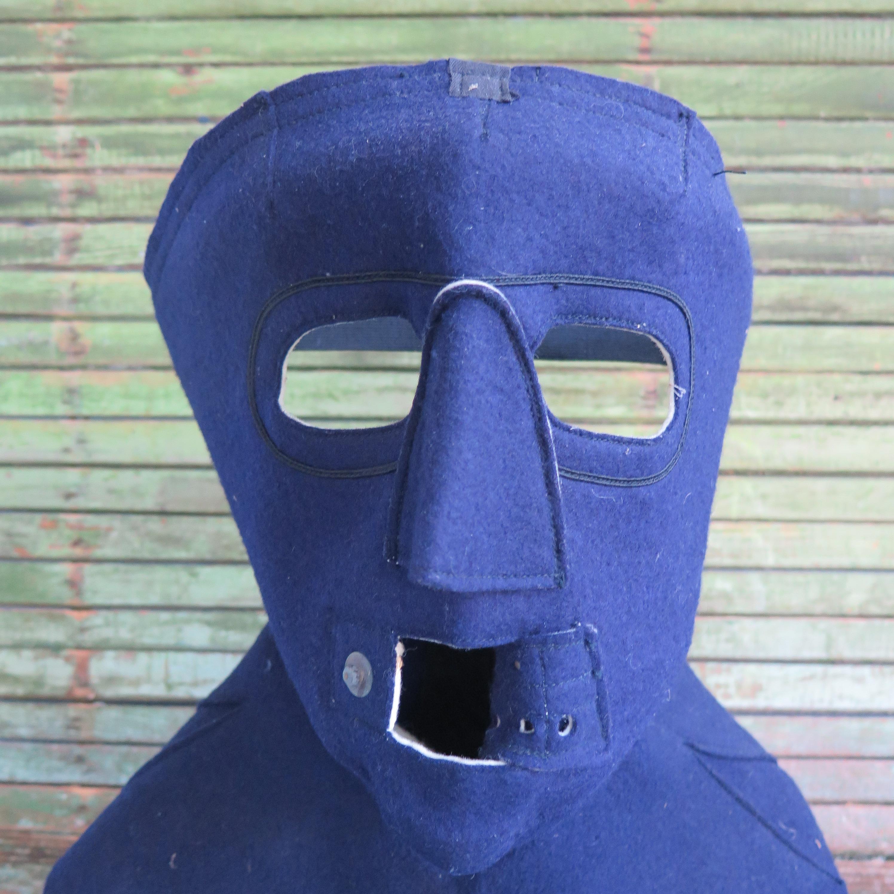 Cold Weather Aviation Mask of Blue Cloth In Good Condition For Sale In New York, NY