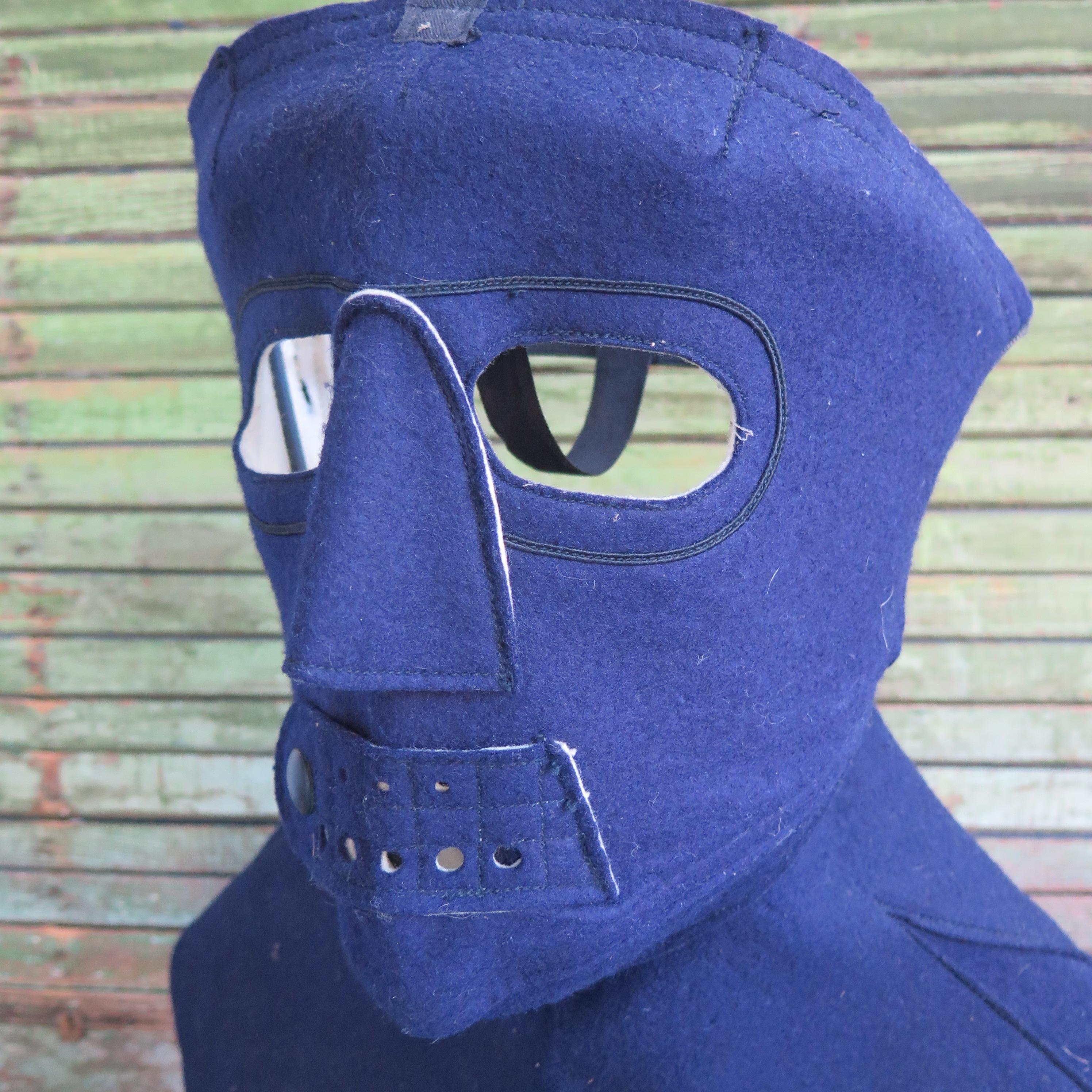 Mid-20th Century Cold Weather Aviation Mask of Blue Cloth For Sale