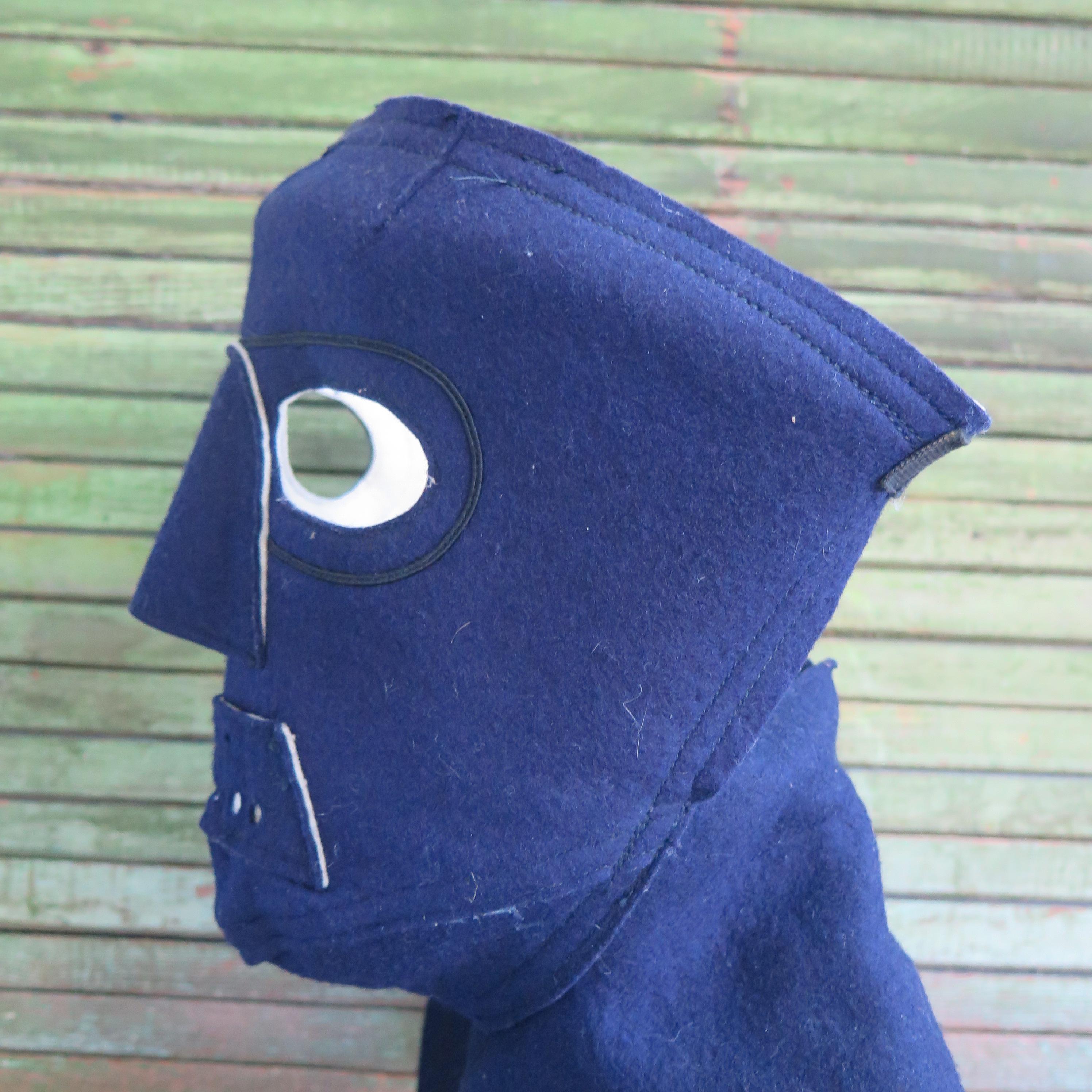 Fabric Cold Weather Aviation Mask of Blue Cloth For Sale