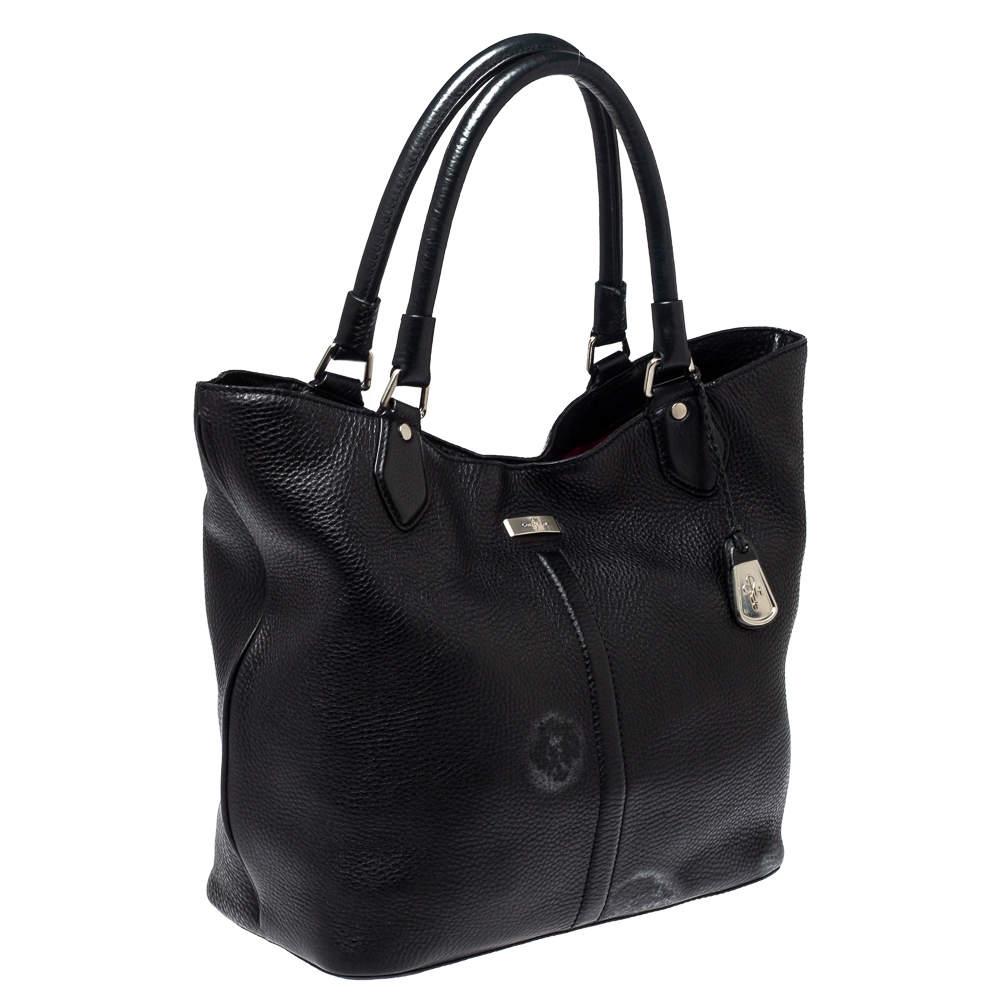 Cole Haan Black Grained Soft Leather Tote In Good Condition In Dubai, Al Qouz 2