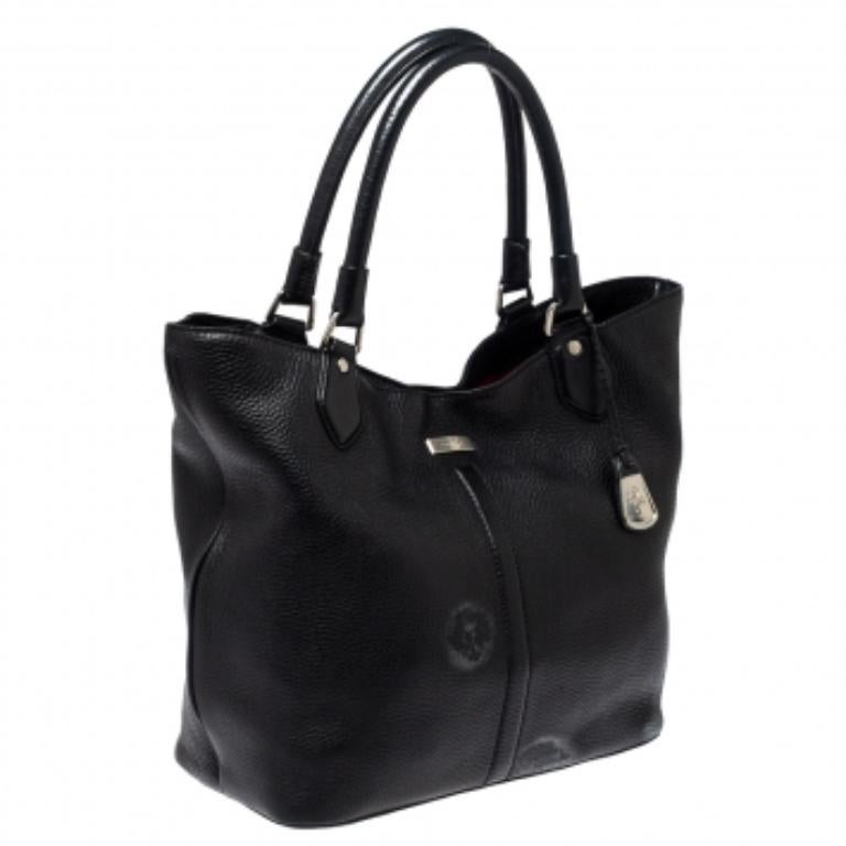 Cole Haan Black Grained Soft Leather Tote In Fair Condition For Sale In Dubai, Al Qouz 2
