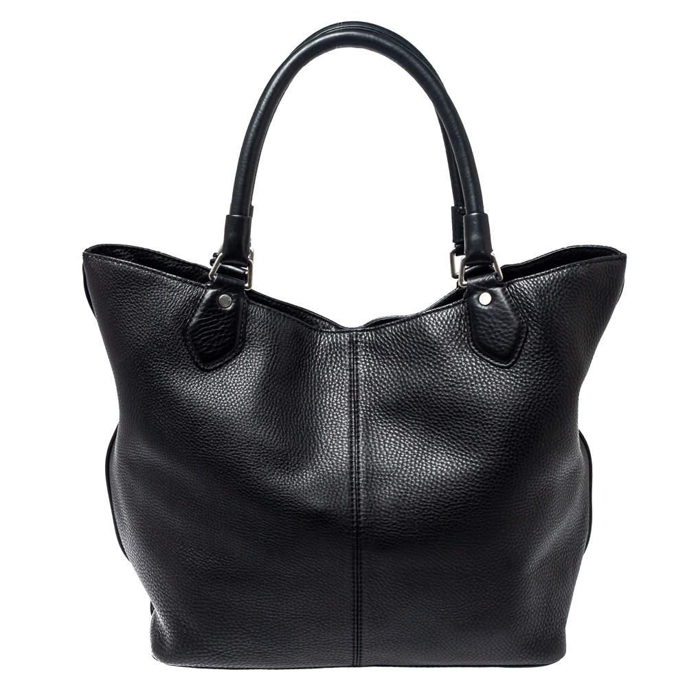 Women's Cole Haan Black Grained Soft Leather Tote