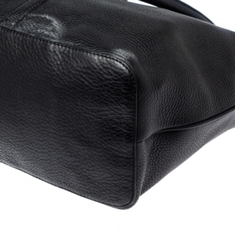 Cole Haan Black Grained Soft Leather Tote For Sale 2